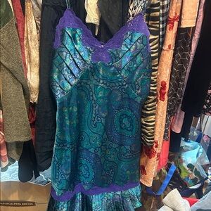 Vibrant Blue and Purple Paisley Dress